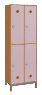 SBS-2222 šatní skříň 4-boxová, 1800x600x400 mm, kovové nohy, korpus buk royal, dvířka pastelově růžo